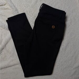 Michael Kors Black Slim-Fit Pants with Logo Accent
